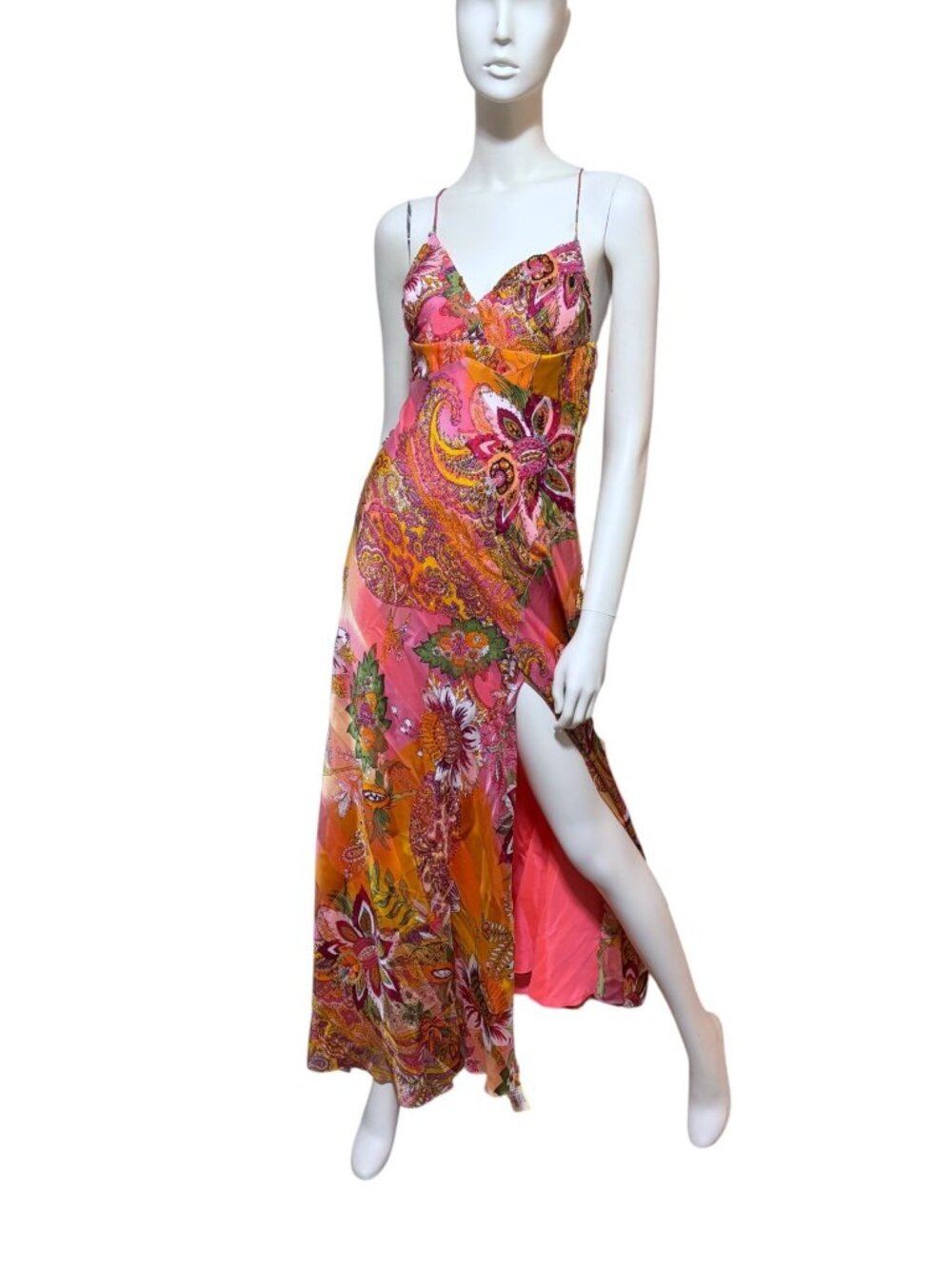 Y2K Mary L Couture Beaded Formal Maxi Dress 4 Gown Fairy Whimsy Prom Wedding